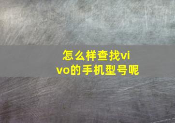 怎么样查找vivo的手机型号呢