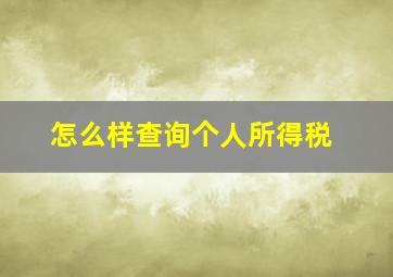 怎么样查询个人所得税