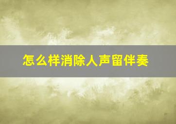 怎么样消除人声留伴奏