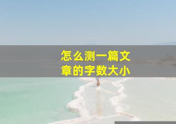 怎么测一篇文章的字数大小