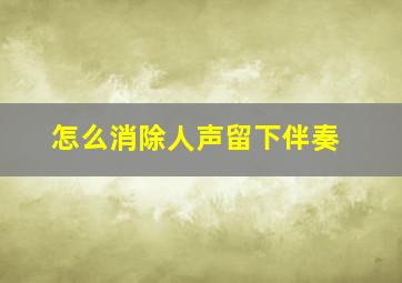 怎么消除人声留下伴奏