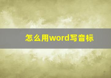 怎么用word写音标