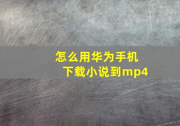 怎么用华为手机下载小说到mp4