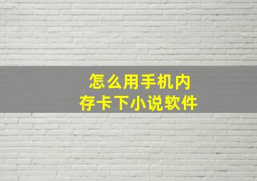 怎么用手机内存卡下小说软件