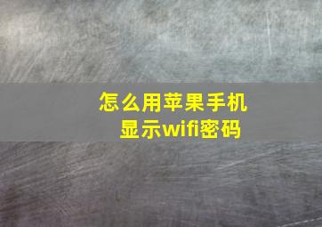 怎么用苹果手机显示wifi密码