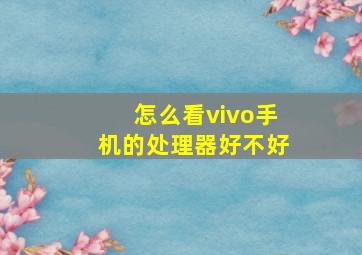 怎么看vivo手机的处理器好不好