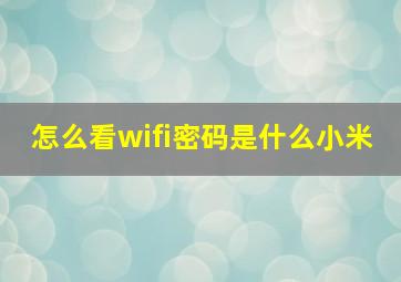 怎么看wifi密码是什么小米