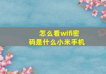 怎么看wifi密码是什么小米手机