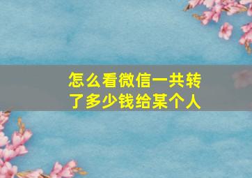 怎么看微信一共转了多少钱给某个人