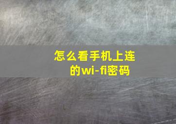 怎么看手机上连的wi-fi密码