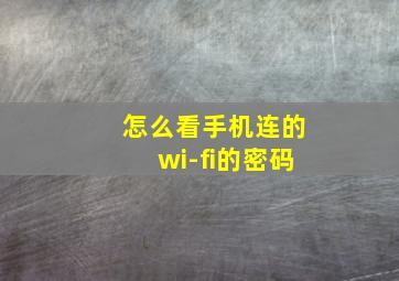 怎么看手机连的wi-fi的密码