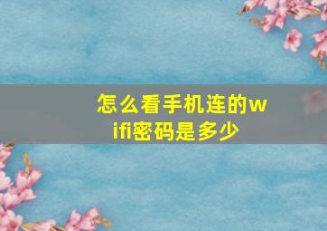 怎么看手机连的wifi密码是多少