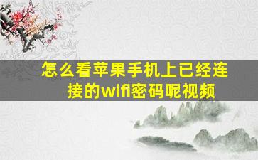 怎么看苹果手机上已经连接的wifi密码呢视频