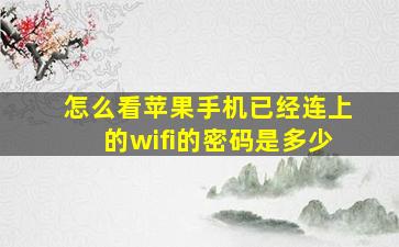 怎么看苹果手机已经连上的wifi的密码是多少