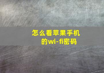 怎么看苹果手机的wi-fi密码