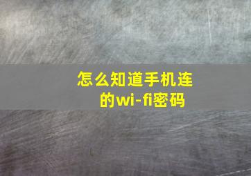 怎么知道手机连的wi-fi密码