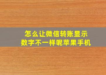 怎么让微信转账显示数字不一样呢苹果手机