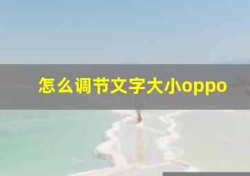 怎么调节文字大小oppo