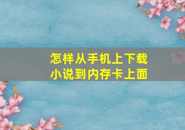 怎样从手机上下载小说到内存卡上面