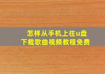 怎样从手机上往u盘下载歌曲视频教程免费