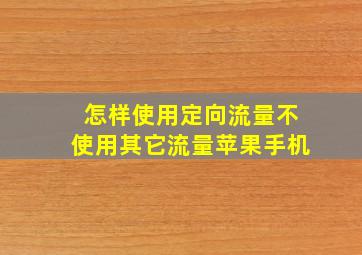 怎样使用定向流量不使用其它流量苹果手机