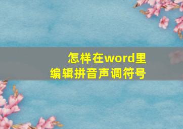 怎样在word里编辑拼音声调符号