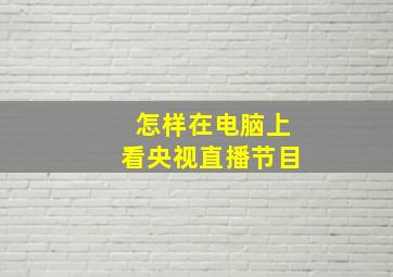 怎样在电脑上看央视直播节目