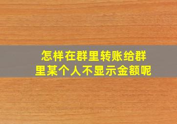 怎样在群里转账给群里某个人不显示金额呢