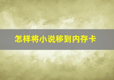 怎样将小说移到内存卡