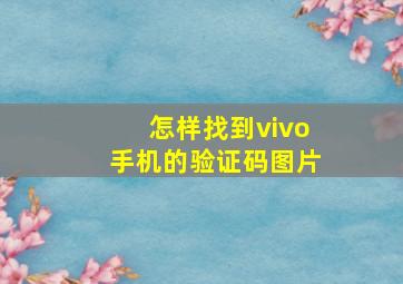 怎样找到vivo手机的验证码图片