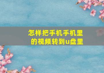 怎样把手机手机里的视频转到u盘里