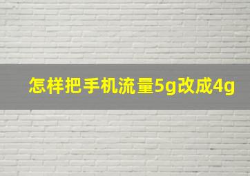 怎样把手机流量5g改成4g