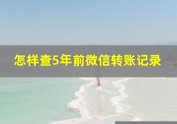 怎样查5年前微信转账记录