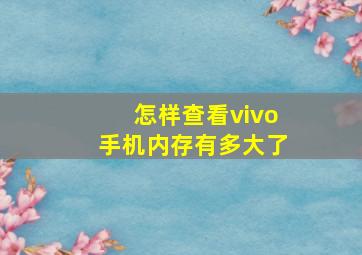 怎样查看vivo手机内存有多大了