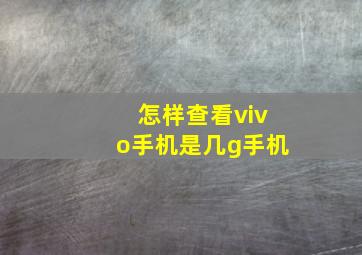 怎样查看vivo手机是几g手机