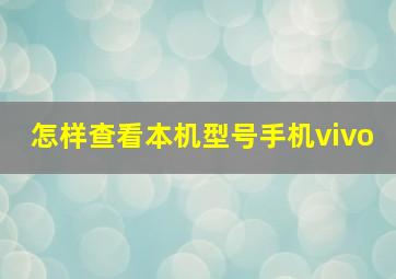 怎样查看本机型号手机vivo