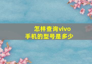 怎样查询vivo手机的型号是多少