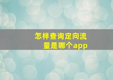 怎样查询定向流量是哪个app