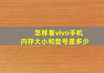 怎样看vivo手机内存大小和型号是多少