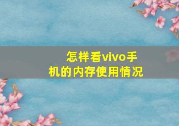 怎样看vivo手机的内存使用情况