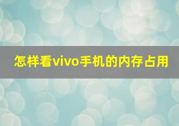 怎样看vivo手机的内存占用