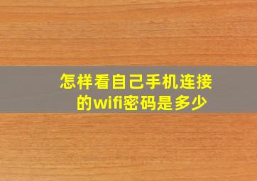 怎样看自己手机连接的wifi密码是多少