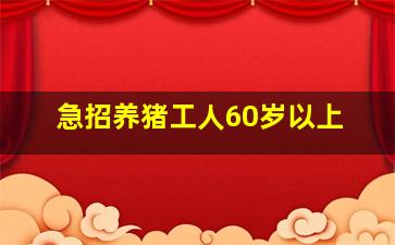 急招养猪工人60岁以上