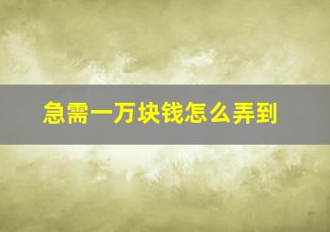 急需一万块钱怎么弄到