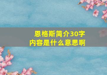 恩格斯简介30字内容是什么意思啊