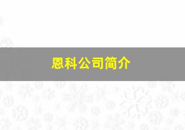 恩科公司简介