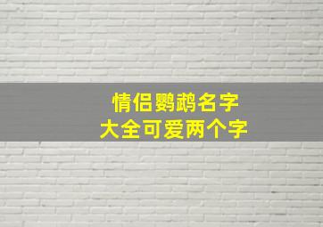 情侣鹦鹉名字大全可爱两个字