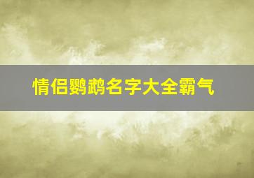 情侣鹦鹉名字大全霸气