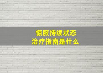 惊厥持续状态治疗指南是什么