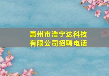 惠州市浩宁达科技有限公司招聘电话